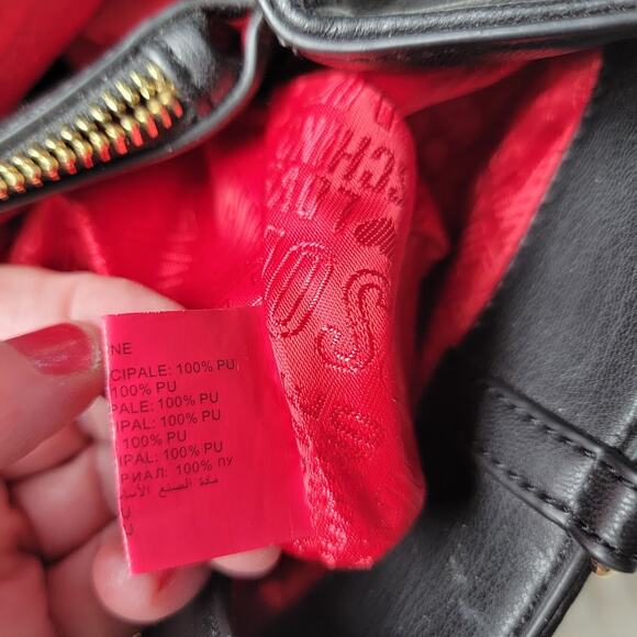 Love Moschino Black Studded Quilted Handbag Gold Chain Purse Heart Details Vegan - Picture 10 of 12